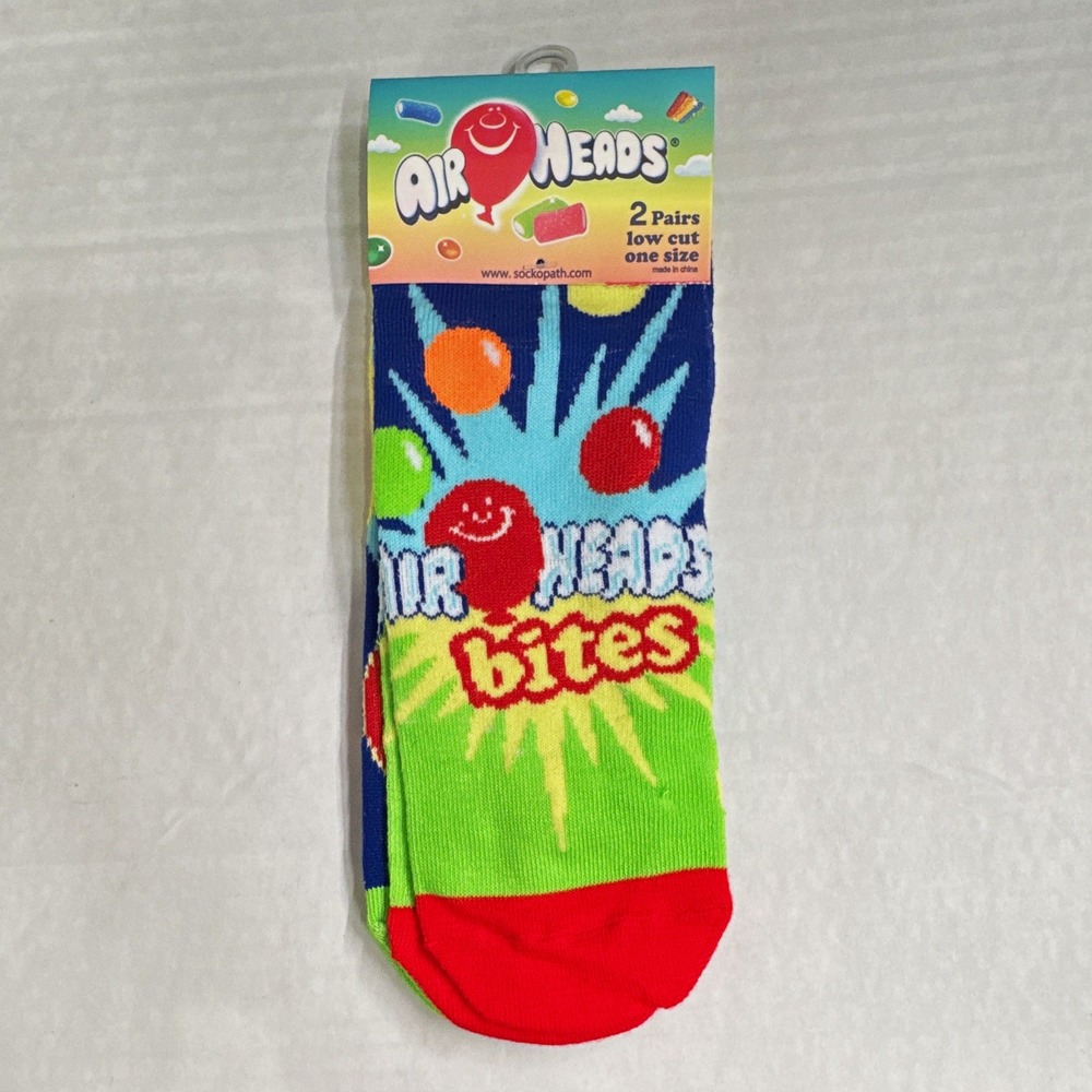Airheads 2 Pairs Low Cut Socks One Size Unisex Adults Multicolor Graphic